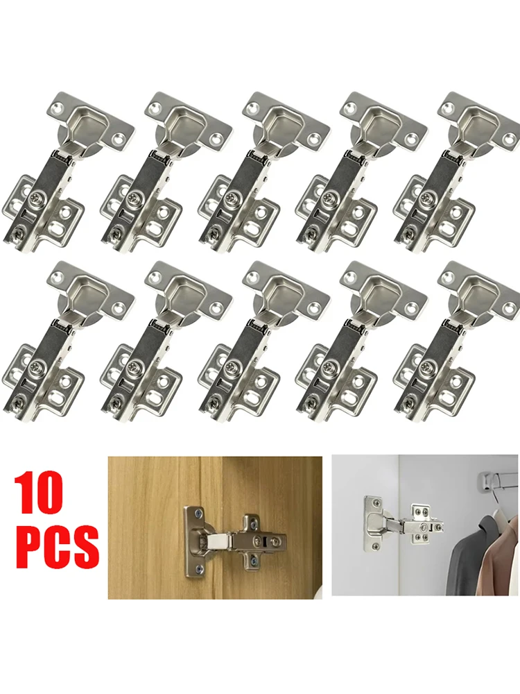 10pcs Door Hinge Stainless Steel Cabinet Door Hinges Wardrobe Door Concealed Hinges