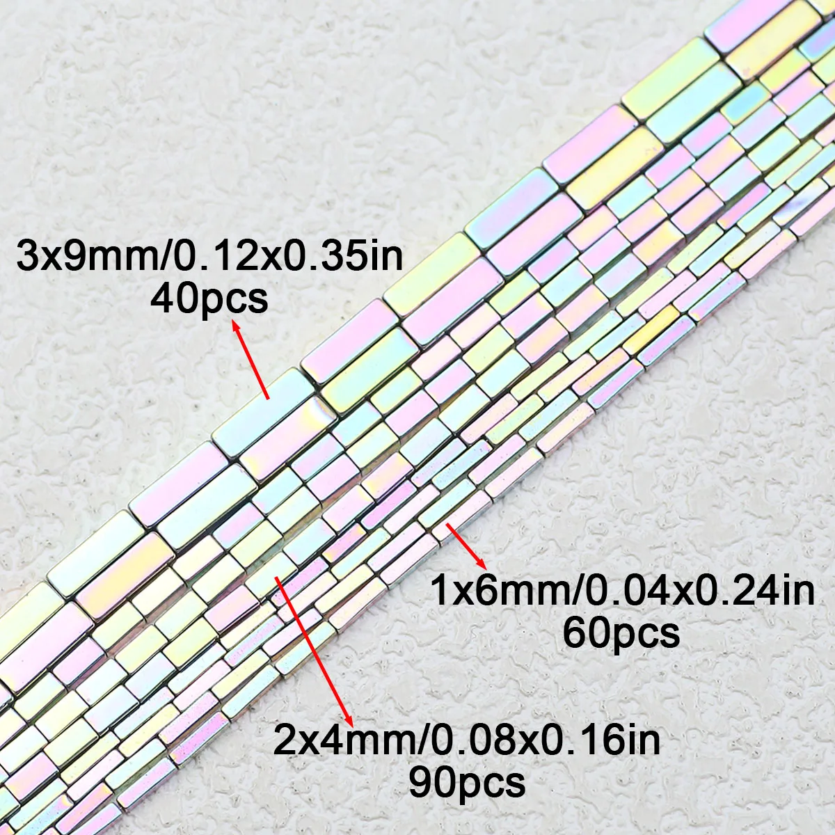 1/2/3mm roxo colorido retângulo buraco reto hematita pedra contas soltas para fazer jóias diy pulseiras brincos acessórios