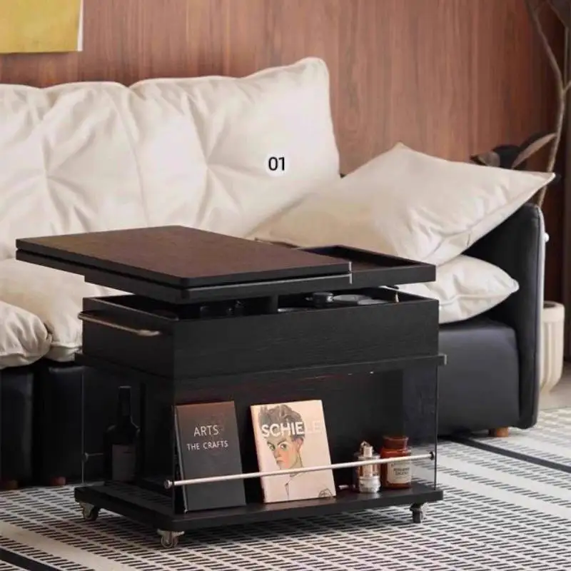 

Storage Multifunction Coffee Tables Wheels Luxury Adjustable Modern Coffee Tables Lift Floor Glass Mesa De Centro Sala Furniture