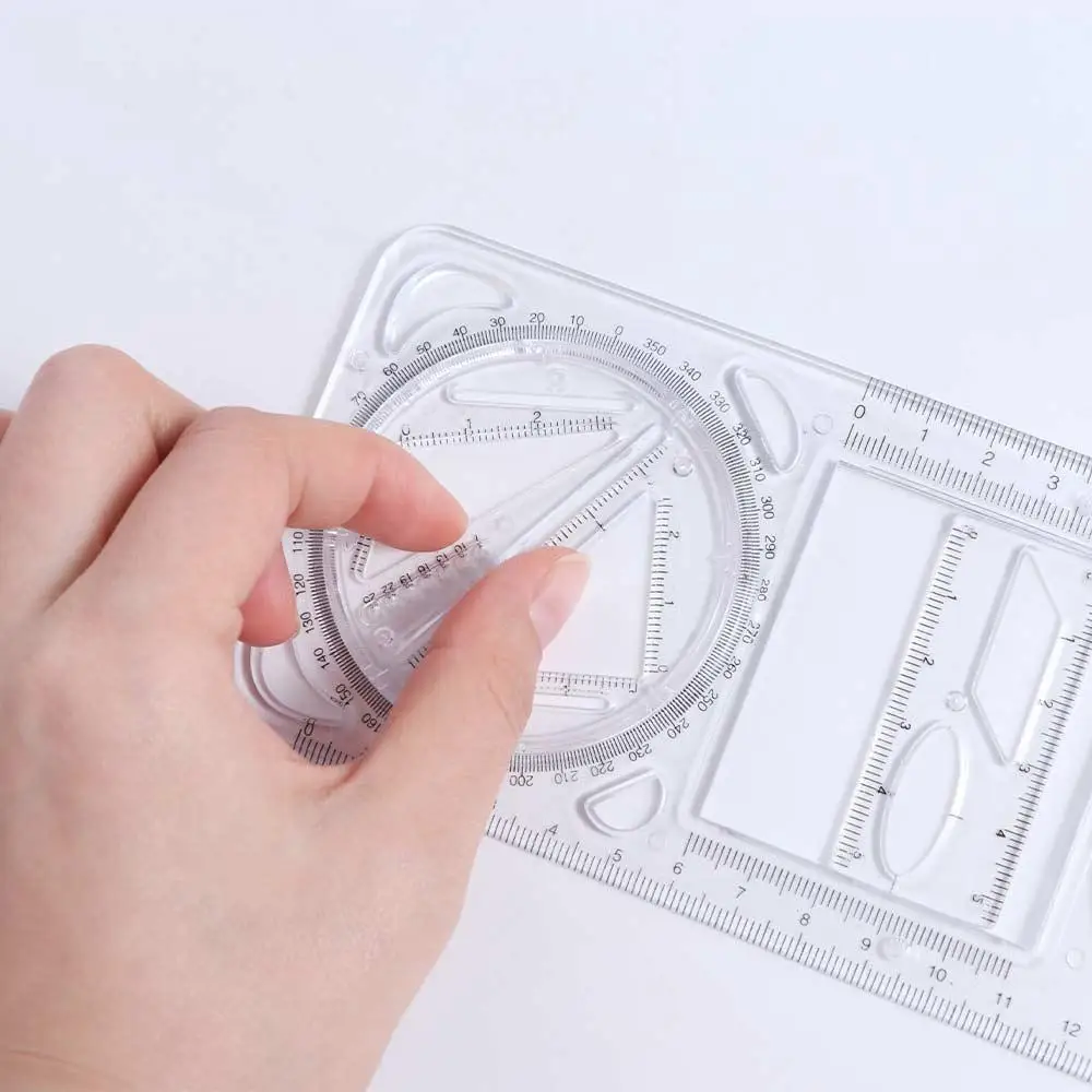 Activity Angle Drawing Ruler Ruler Straight 360 ° Movable Geometry Ruler Measurement Plastic Drawing Template Children Student