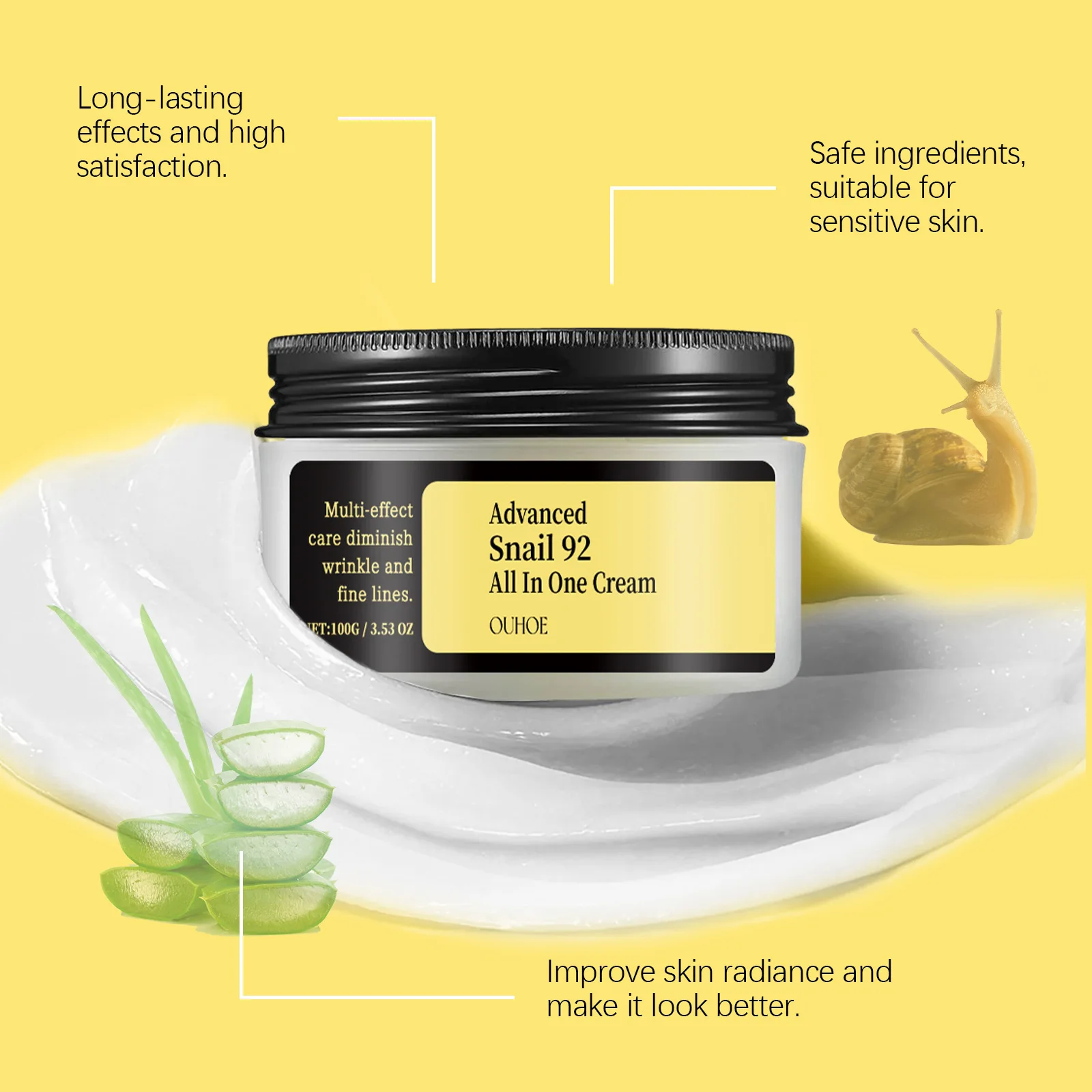 Advanced Snail 92 All in One ครีม Collagen Repair Fade Fine Line Firming Nourishing Brighten Moisturizing Snail Mucin Skin Care