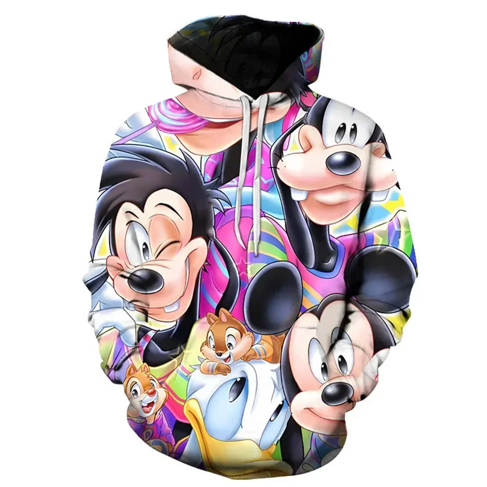 MINISO Boys Girls Hoodies Mickey Mouse Men's Hoodies New 3D Printed Pullovers Oversized Men's Hoodies Fashion Men's Clothing