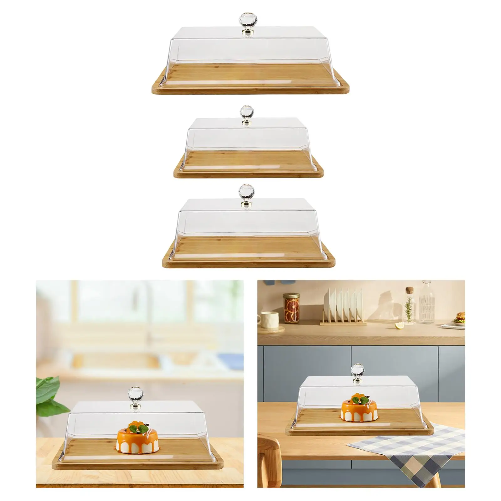 Cake Stand with Glass Cover Pastry Display Dessert Tray Transparent Cake Cover for Holiday Party Dessert Shops Cakes Cookies