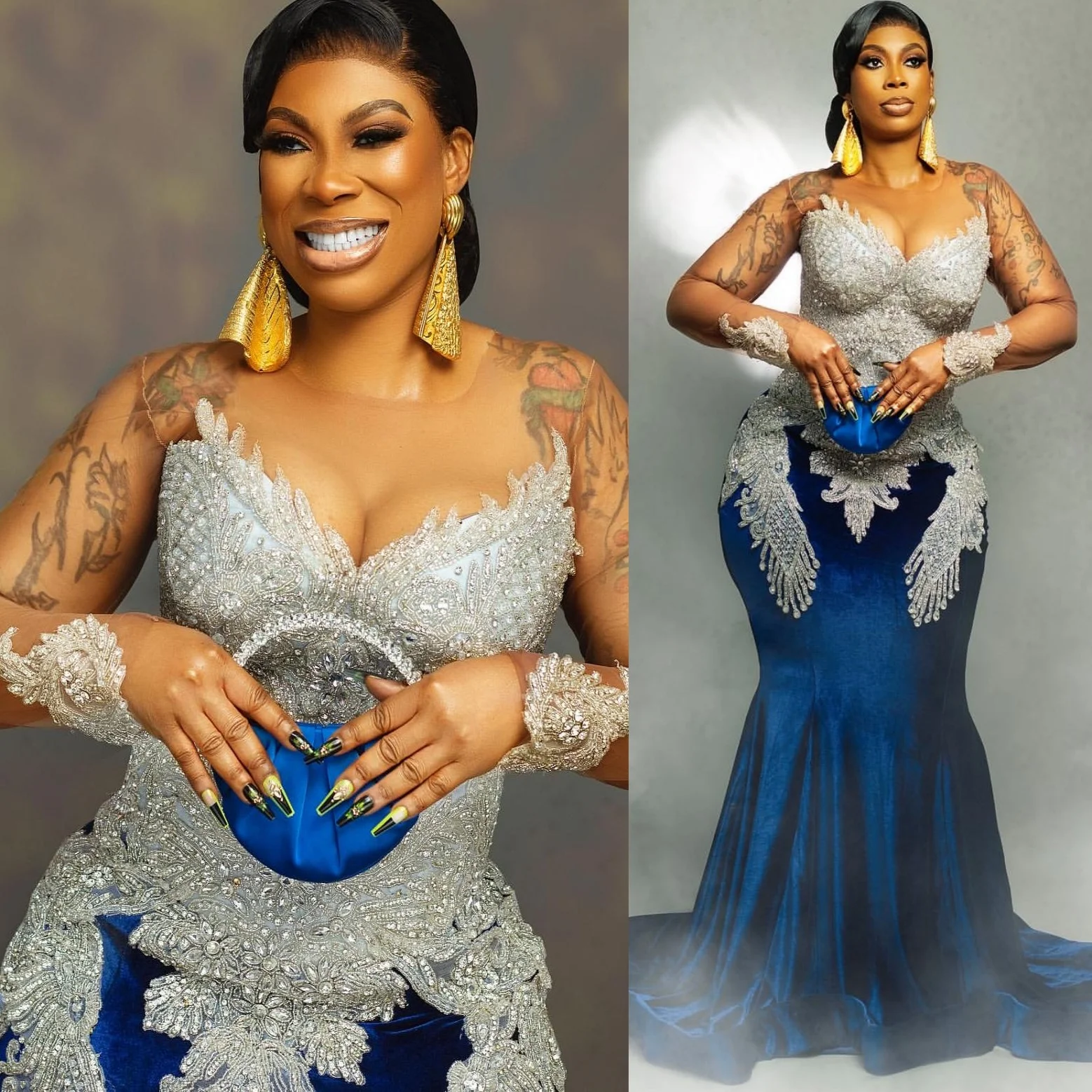 

Русалка, королевский синий, 2024, платья для выпускного вечера, украшенные бисером и кристаллами, бархатные вечерние платья для торжественных вечеринок, дня рождения, платья ZJ2612