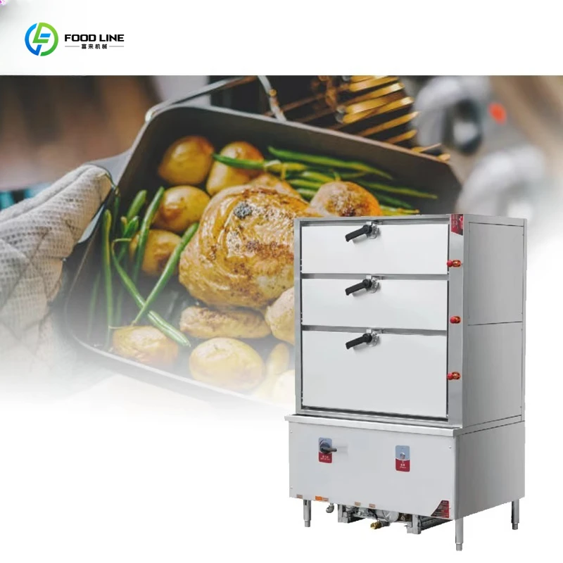 

Customized Chinese Style Three Door Commercial Steamer Electric Steam Cabinet for Rice Seafood Kitchen