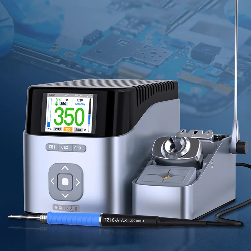 AIXUN T410 Station de soudage intelligente double canal 100W 2s Heat-Up JBC Compatible pour la réparation de PCB/BGA/SMT