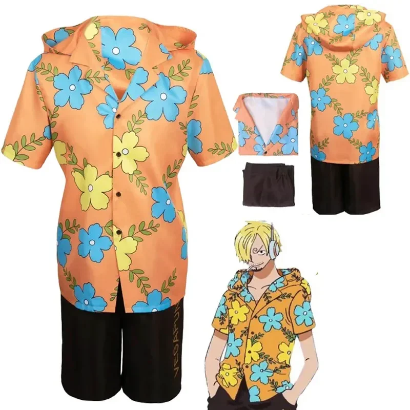 Sanji Cosplay Costume Anime One Cos Piece Egghead Island Disguise Fantasy Tops Pants Outfit Men Male Halloween Roleplay Suit