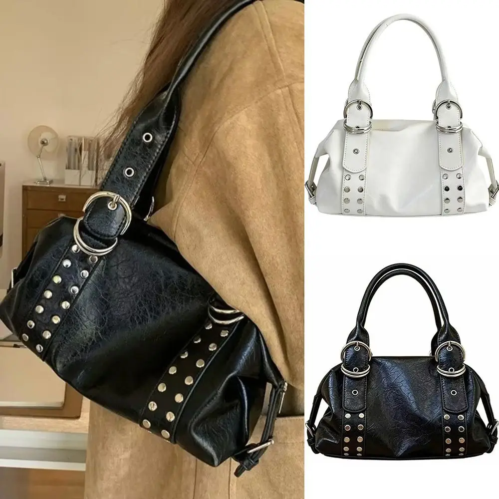 

Женская сумка через плечо из искусственной кожи в винтажном стиле Y2K, высококачественная мотоциклетная сумка, вместительная сумка-тоут для повседневного использования