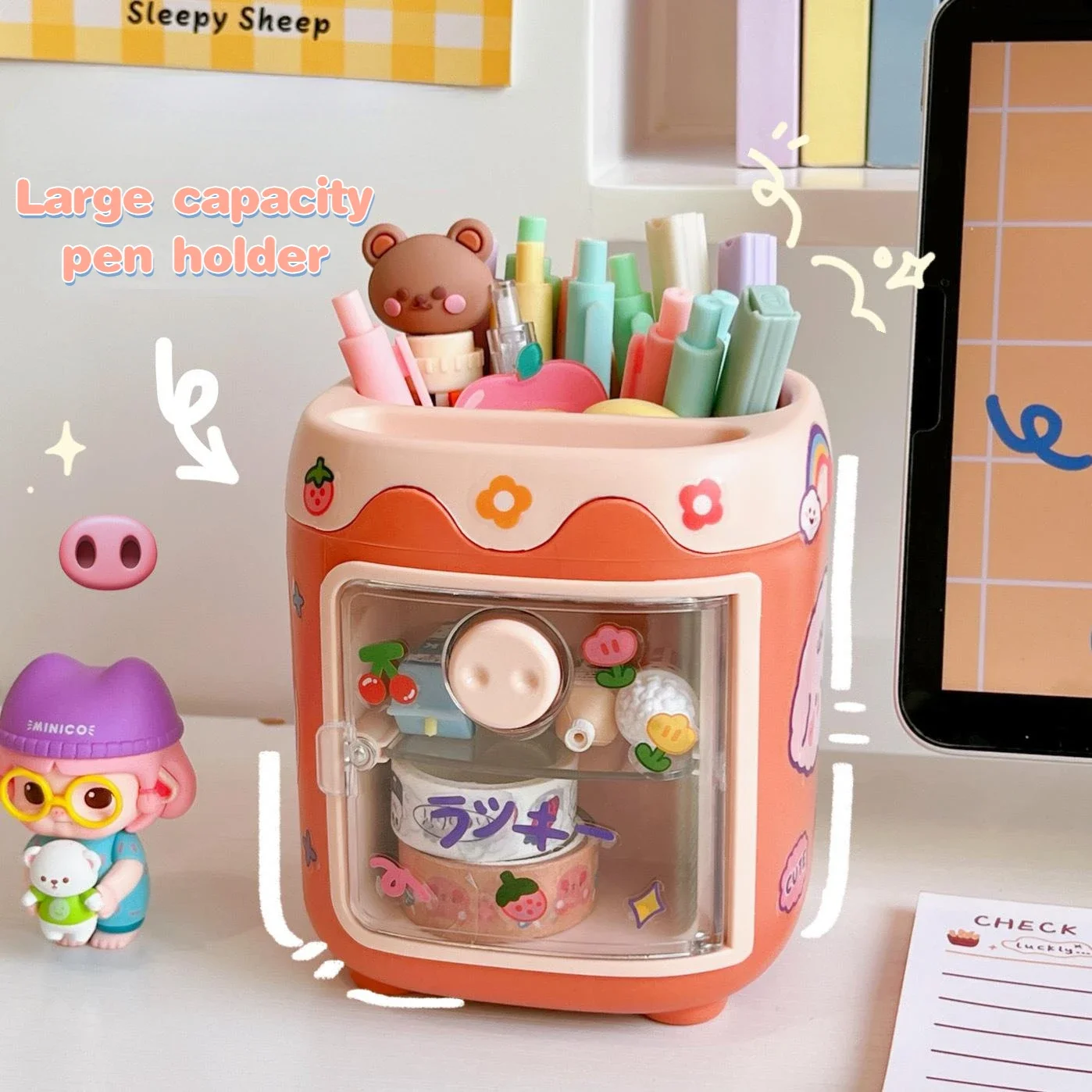 Creatieve Multi-Raster Pig Pennenhouder Desk Organizer Leuke Multi-Functionele Bureau Briefpapier Penhouder Potlood Stand organiser