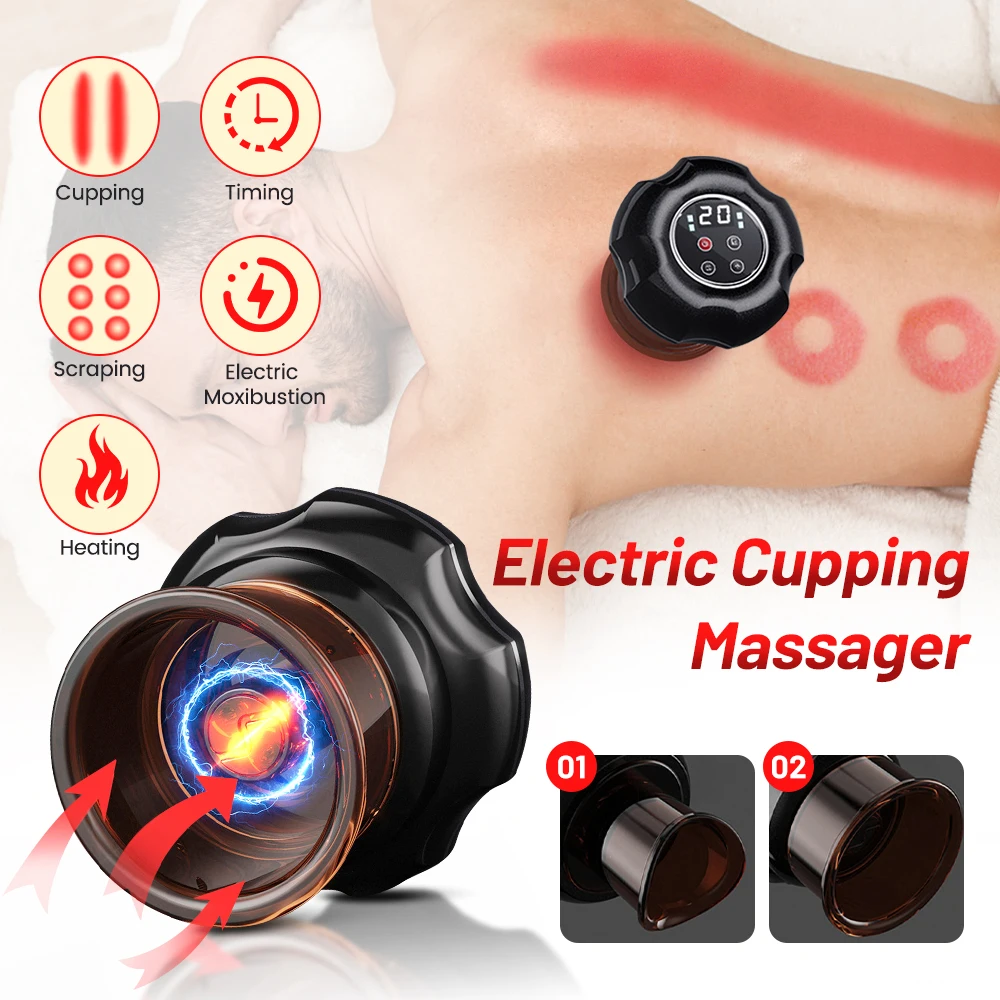 Electric Vacuum Cupping Electric Moxibustion Deep Massage Infrared Light Therapy Fat Burning Slimming Vibrati Guasha Scraping