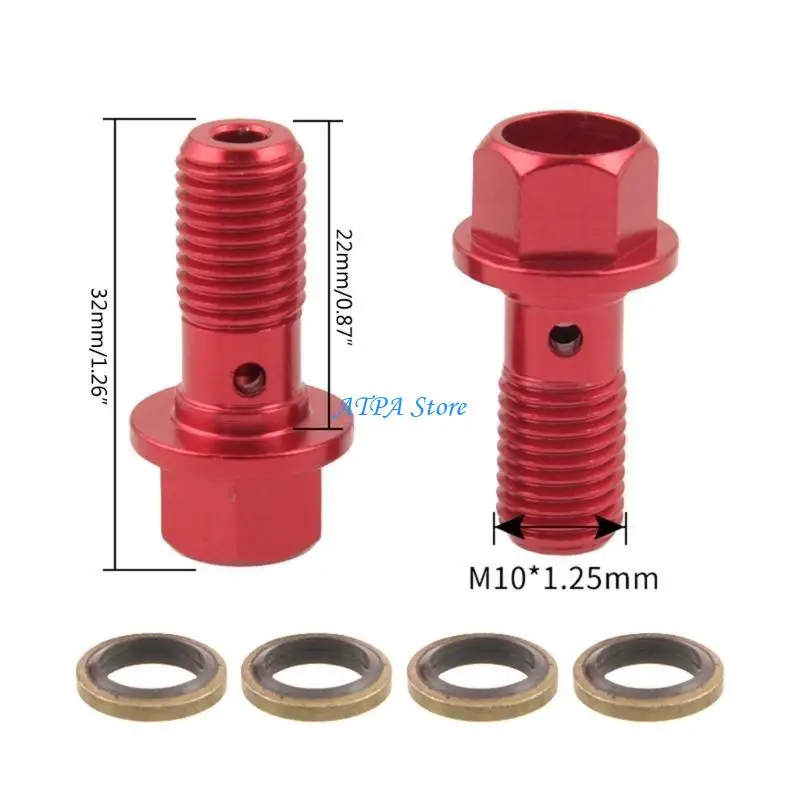 U13C 2PCS M10x1.25 мм тормозные мастерные масляные шланг -шланг винт Bangjo Bolt Мотоциклы Универсальные трубные трубные винты