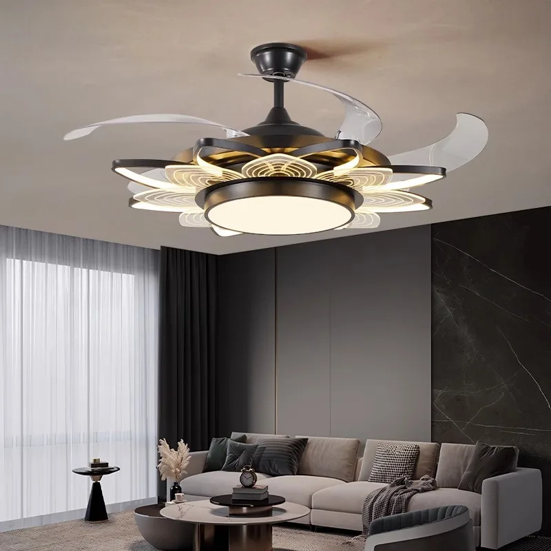 Ventilador de techo integrado para el hogar, ambiente Simple y moderno, luz para dormitorio, comedor, Invisible