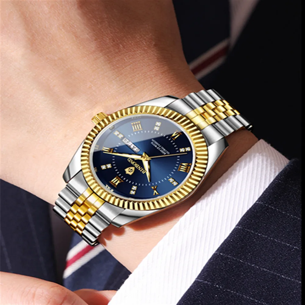 Binbond novo 0756 relógio masculino calendário à prova dwaterproof água elegante e high-end nova versão coreana relógio de quartzo luminoso masculino