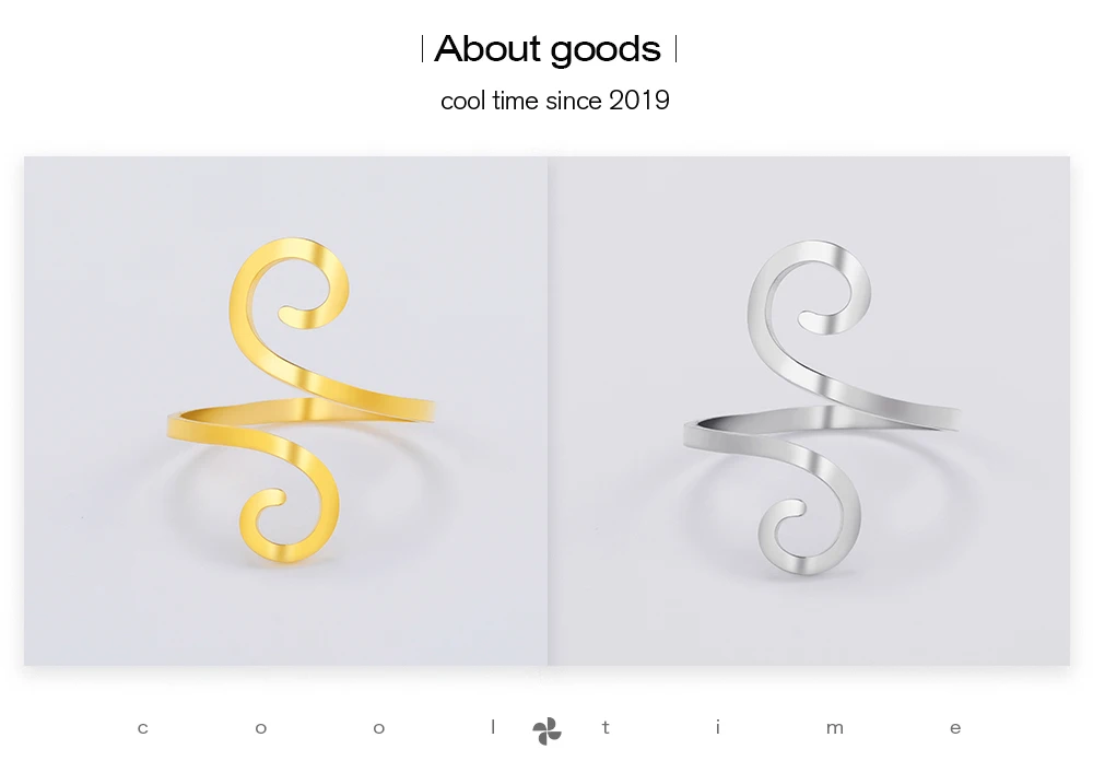 Cooltime Spiral ringe für Frauen Edelstahl verstellbare minimalist ische Paar Ringe Schmuck Großhandel Frauentag Geschenk neu in – Detail 3