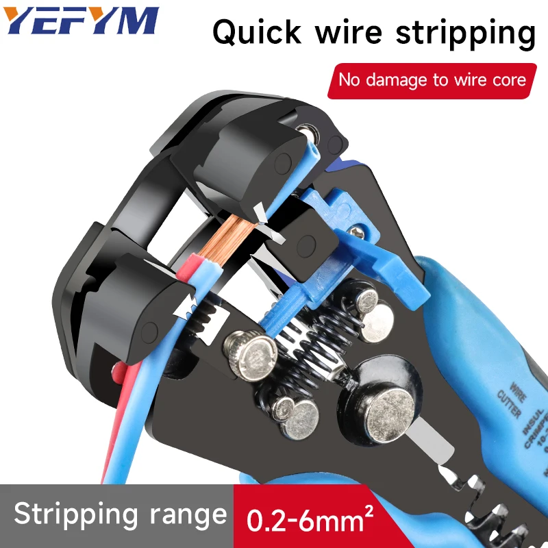 3 In 1 Automatic 8 Inch Self-adjusting Wire Stripping Tool, Wire Stripper 24-10 AWG (0.2-6 mm²) YE-1SE ,Cutting & Crimp Pliers