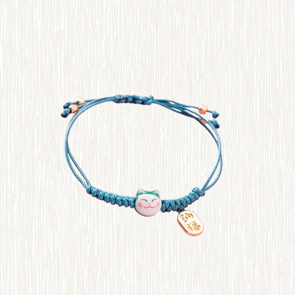 

Cat Decorative Wristband Blue Hand Knitting Simple Bracelet Cute Creative Gift for Lover Friends Graduation Holiday Special