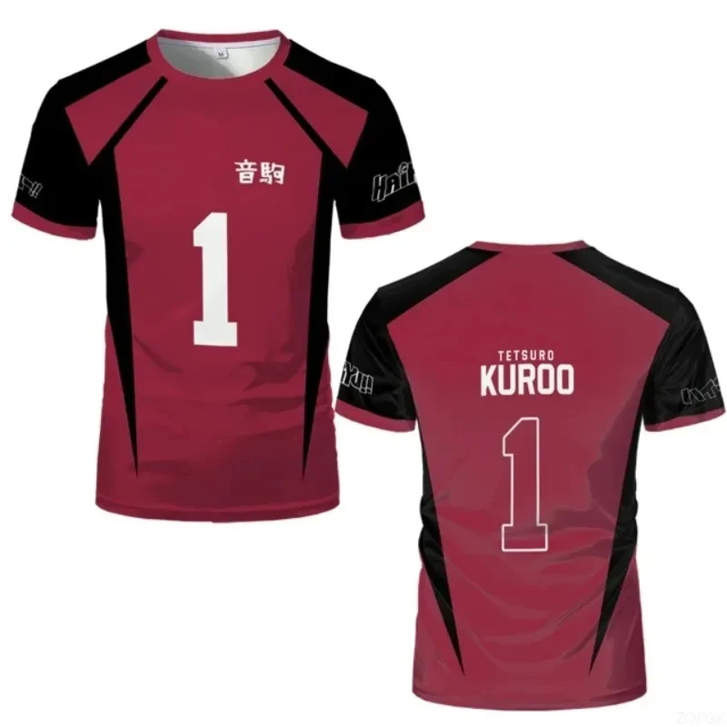 Haikyuu Nekoma High School Volleyball Jersey Kuroo Tetsuro #1 Kozume Kenma #5 Anime Cosplay T-shirt Sportwear Uniform Men Top