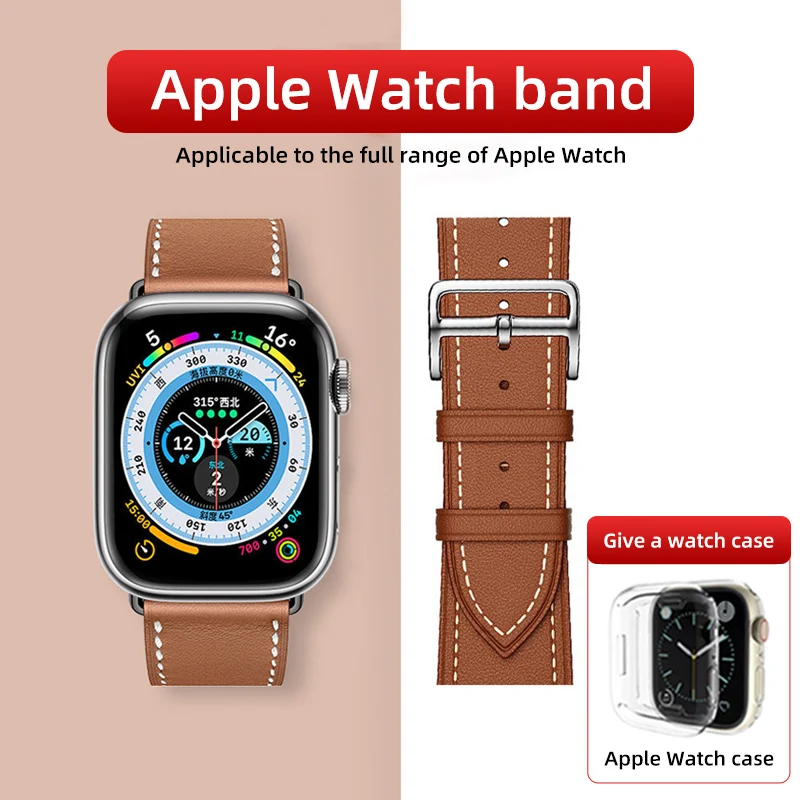 

For Apple Watch Leather Strap Band 44mm 45mm 49mm 41mm 40mm Accessorie Wristband Woman Man Apple Watch Band IWatch Series Ultr