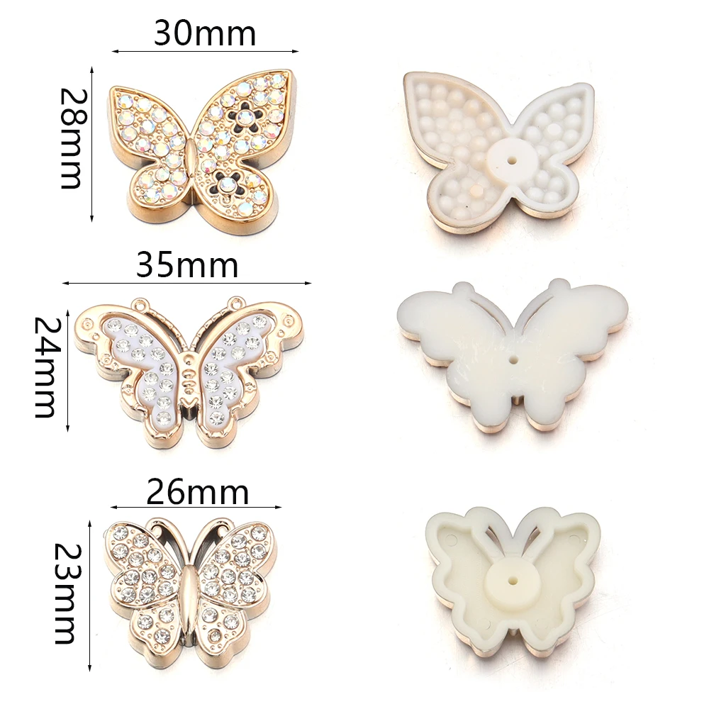 10pcs Gold Acrylic Butterfly Patch Ornaments for DIY Accessories