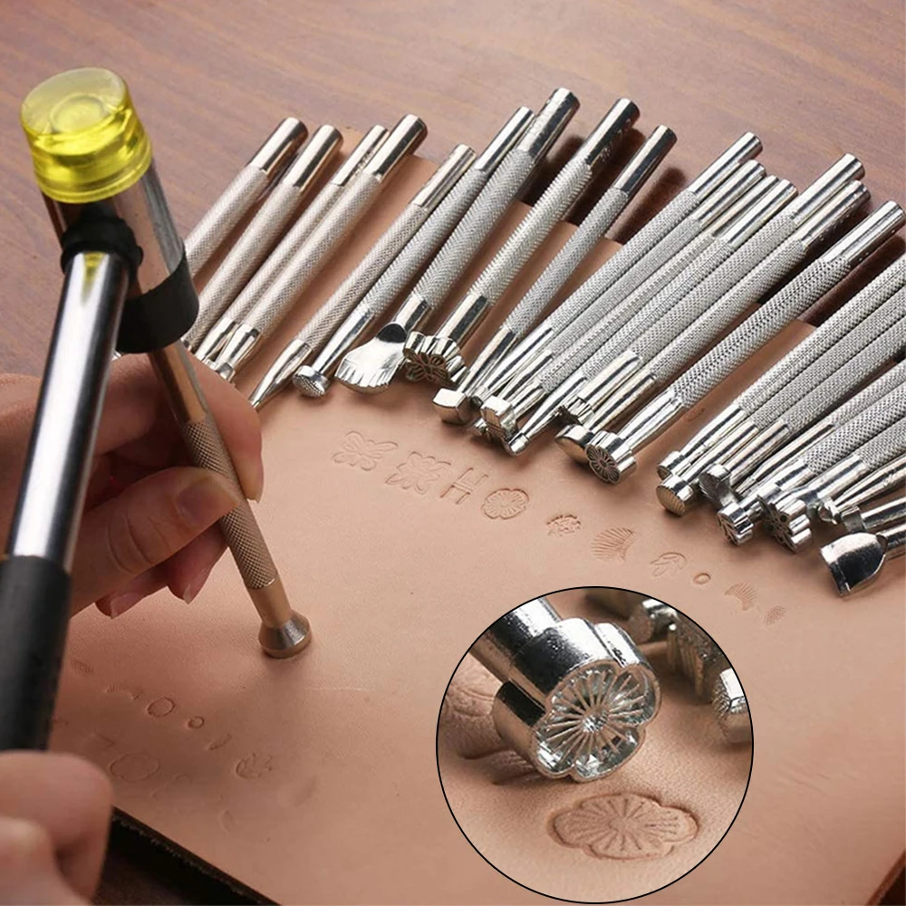 Set di scalpelli per intaglio Accessori per utensili in pelle Scultura che bussa fiori Arti e mestieri Stampa di stencil per intaglio fai-da-te 20 pezzi