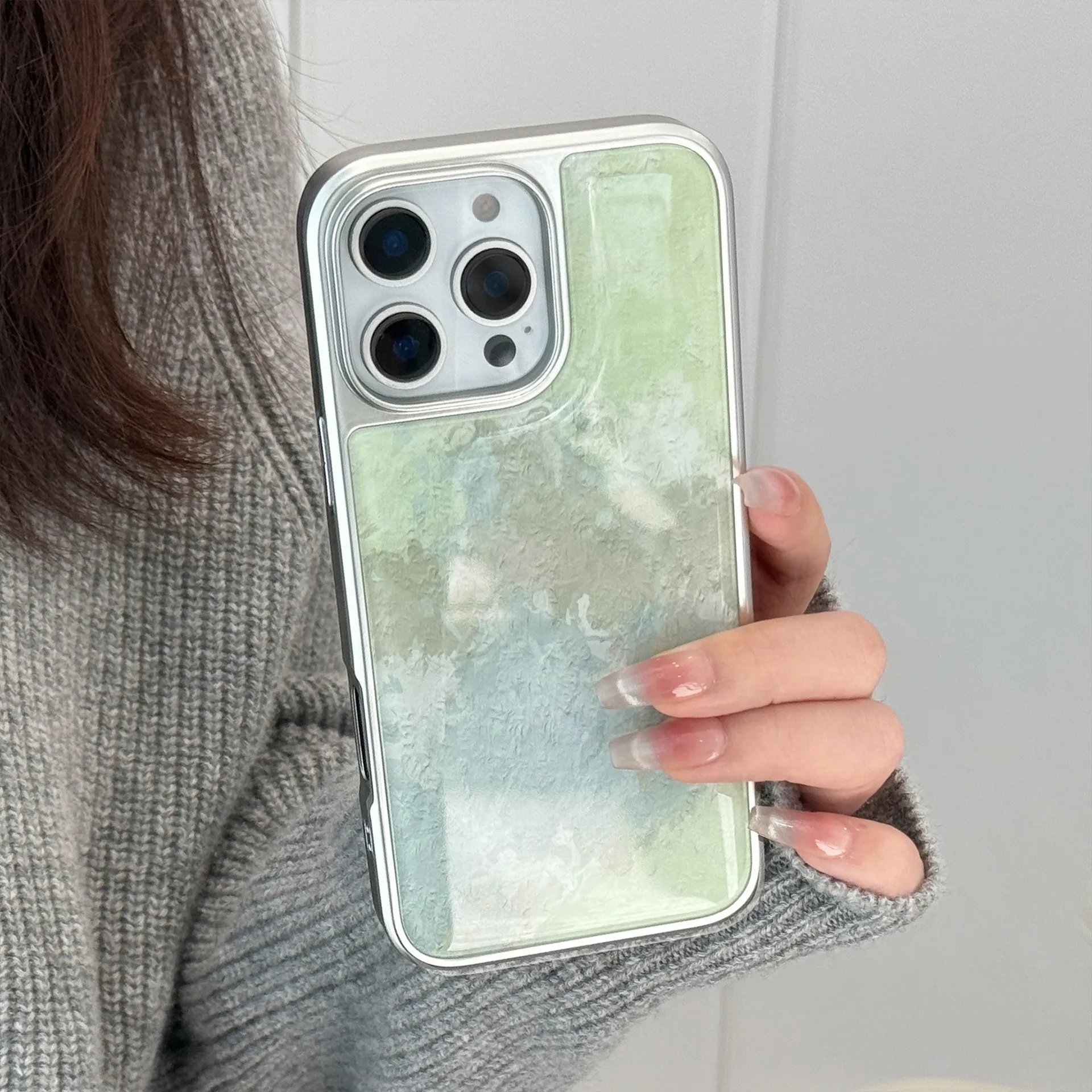 Luxus-Handyhülle in Grün für iPhone 17 17e 16e 16 15 14 13 12 11 Air Pro Max XXR 87 Plus, galvanisierte Drip-Glue-Abdeckung – Detail 4