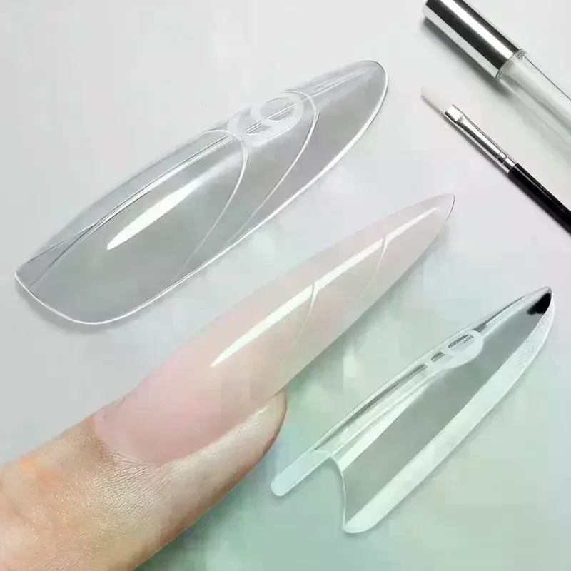 240 szt. Maseczek do paznokci typu sandwich, szybkie przedłużanie, bez papieru, tacka, kryształowa terapia światłem, bez konieczności budowania form, ekskluzywne dla salonów paznokci.