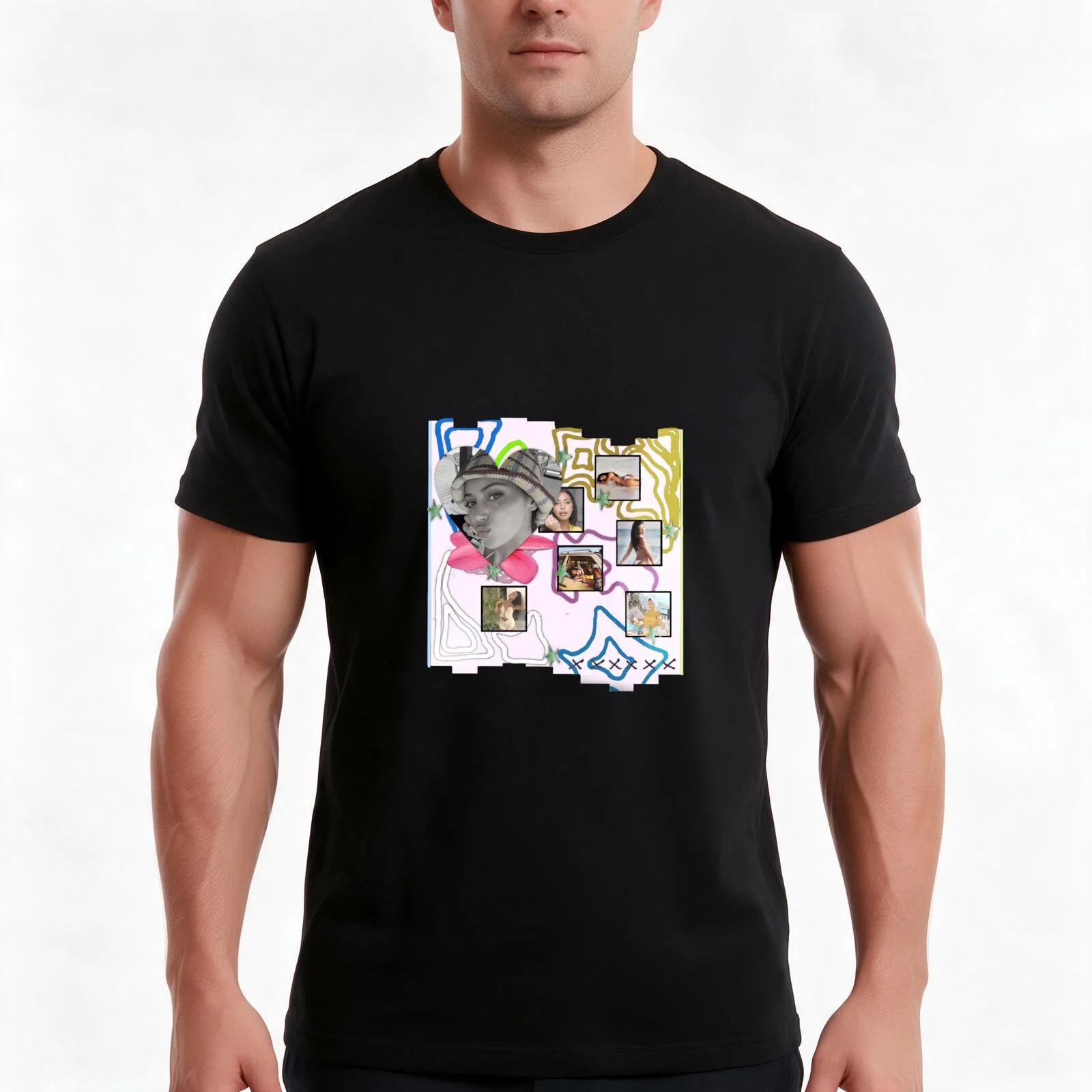 Cutesy Collage - Cindy Kimberly T-Shirt Summer Casual Cotton Tee Oversized Streetwear Tops Vintage Graphic Print 100% Cotton