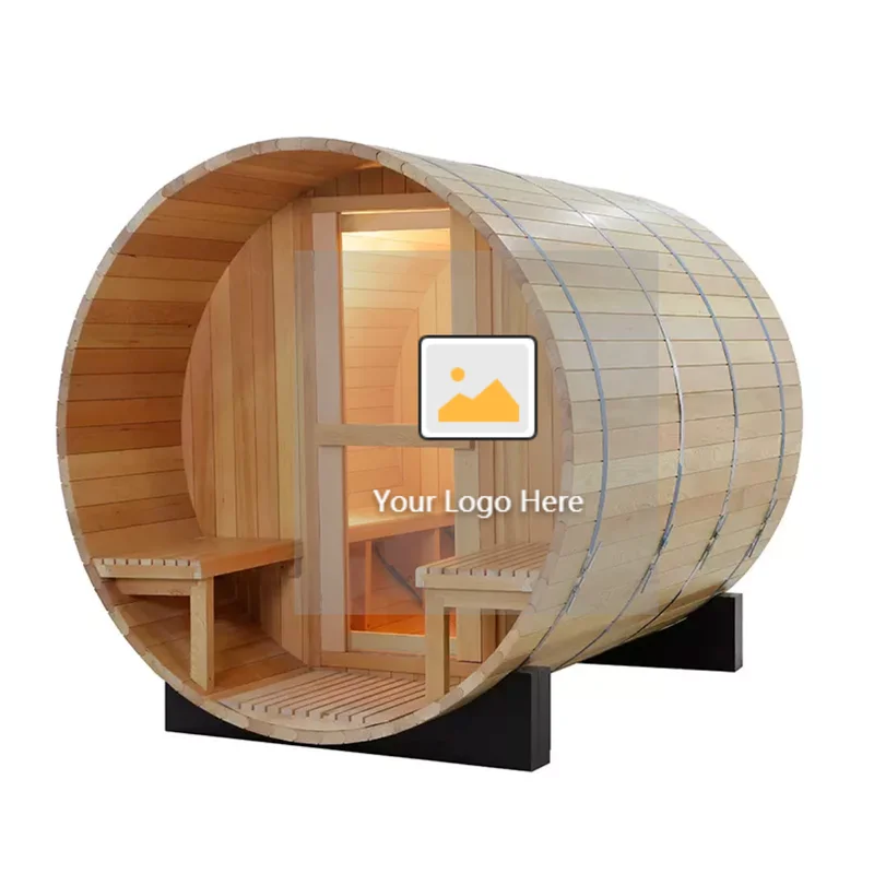 Red Cedar 6 Person Outdoor Barrel Sauna Room With Burning Sauna Heater For Exports