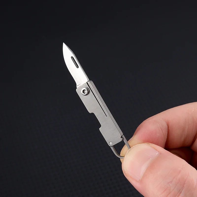 Imagem -04 - Titânio Liga Mini Faca Pingente Chaveiro Unboxing Portátil Sharp Mini Faca Dobrável