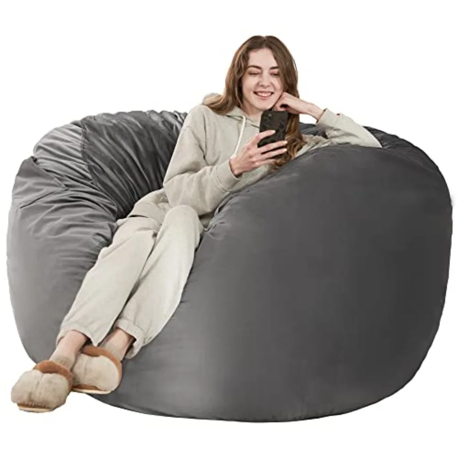 

Bean Bag Chair: Giant ' Memory Foam Furniture Bean Bag Chairs for Adults with Microfiber Cover Grey