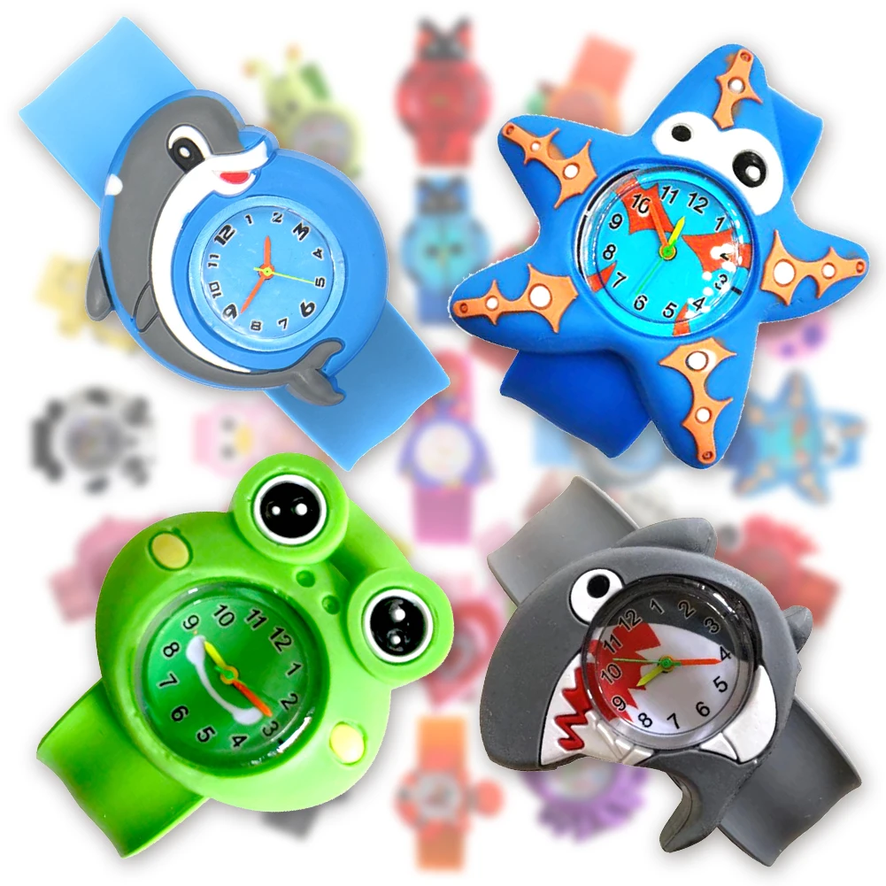 30 Cartoon Styles Children Watches Colorful Bend Slap Strap Kids Watch Girl Boy Christmas Party Gift Clock Random Style Send