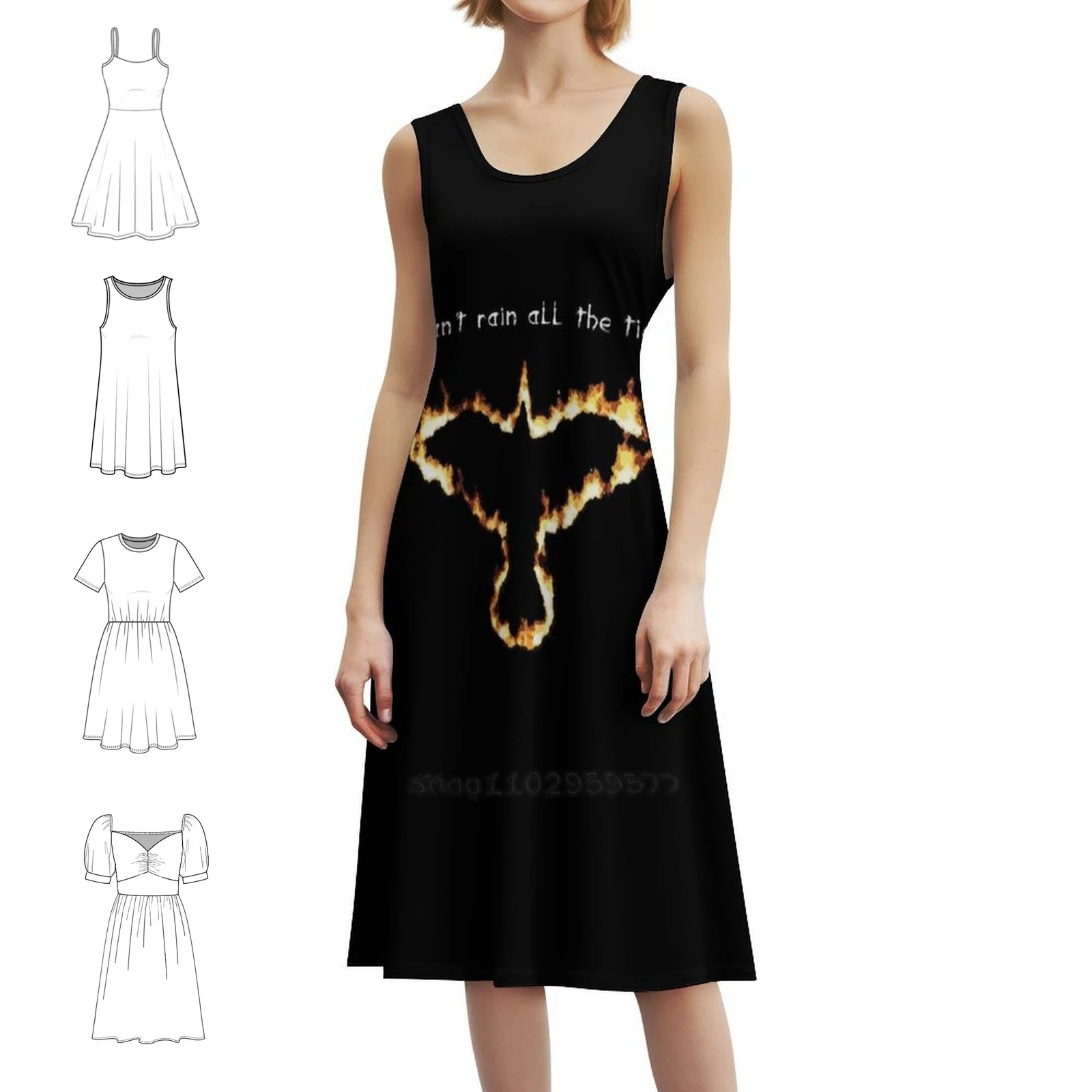 

Огонь Ворона Сексуальное отпускное платье для женщин Пляжная вечеринка День рождения Мини-платье Fallen It Cant Rain All The Time Женская одежда