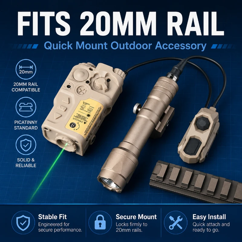 Adjustable Green Lighting Module Dual Flash Modes With Battery Case Fits Standard 20mm Rail Hobby Parts