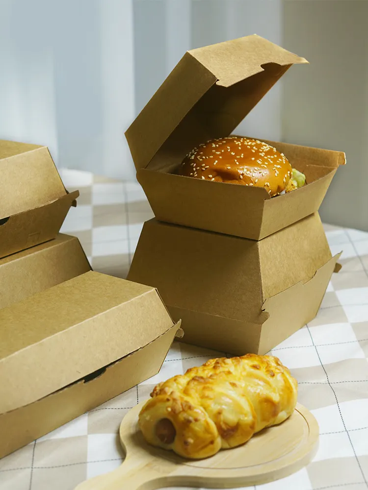 

Высокотемпературный гофрированный ланч-бокс из картона для одноразовой упаковки бургеров и хот-догов для пикников и еды на вынос