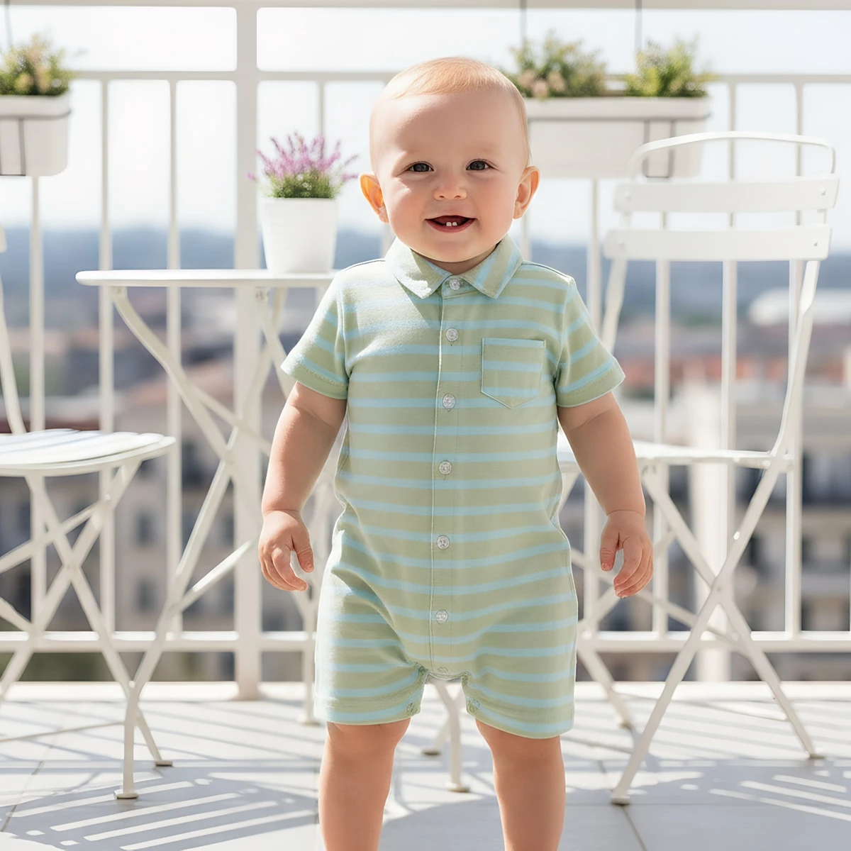 Short Sleeve Baby Rompers Cotton Striped Fashion Newborn Boys Clothes Summer