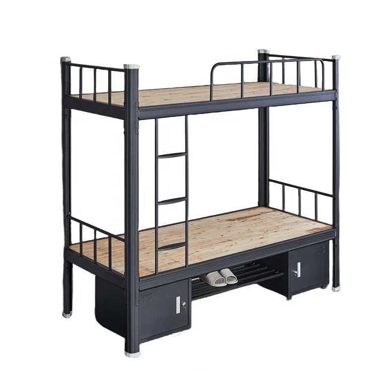 School Dormitory Metal Bunk Bed Single Twin Sleeper Double Bunk Bed Steel Single Over Single Loft Bed Frame with Ladder