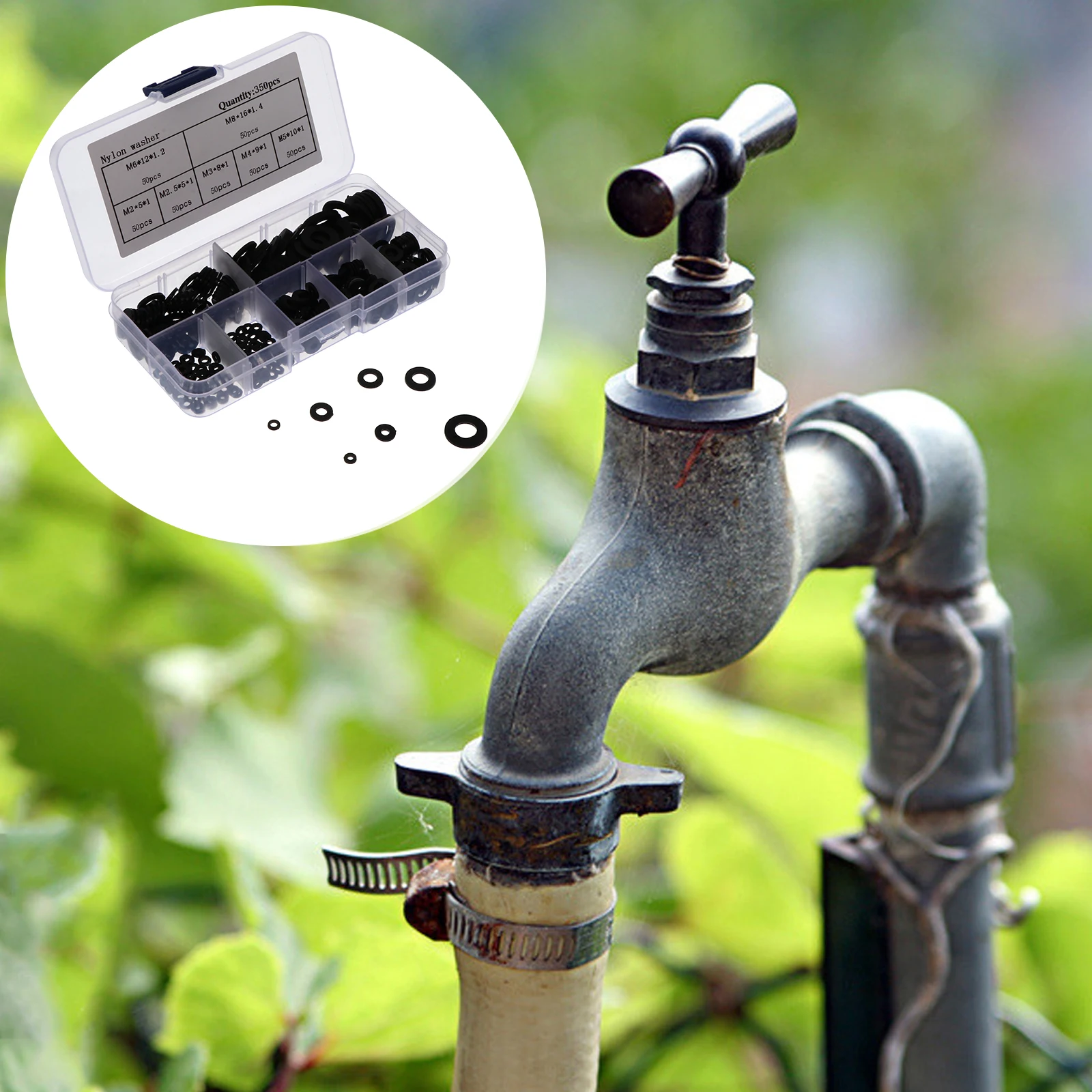 

350pcs Flat Washers Nylon Ring Spacer Assortment Kit Sealing Gasket For Electrical Automotive Marine Use Hardware Fastener