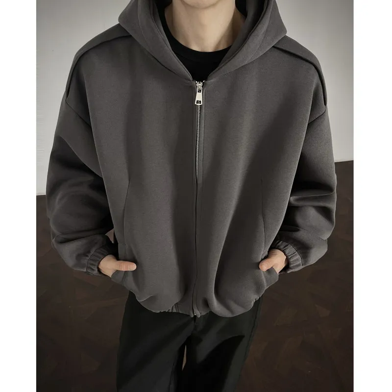 

American Retro Loose Fit Long Sve Hoodie Men's Casual Open Cardigan Top Spring Autumn Simple Design Cotton Polyester