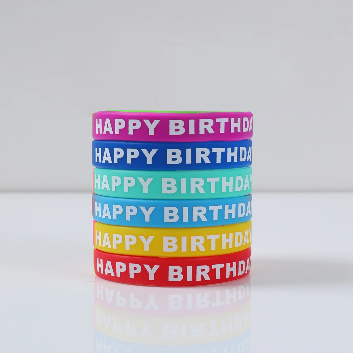 Happy Birthday Silicone Wristband Birthday Gift Colorful Silicone Stretch Wristband Kids Boys Girls Birthday Party Supplies Gift