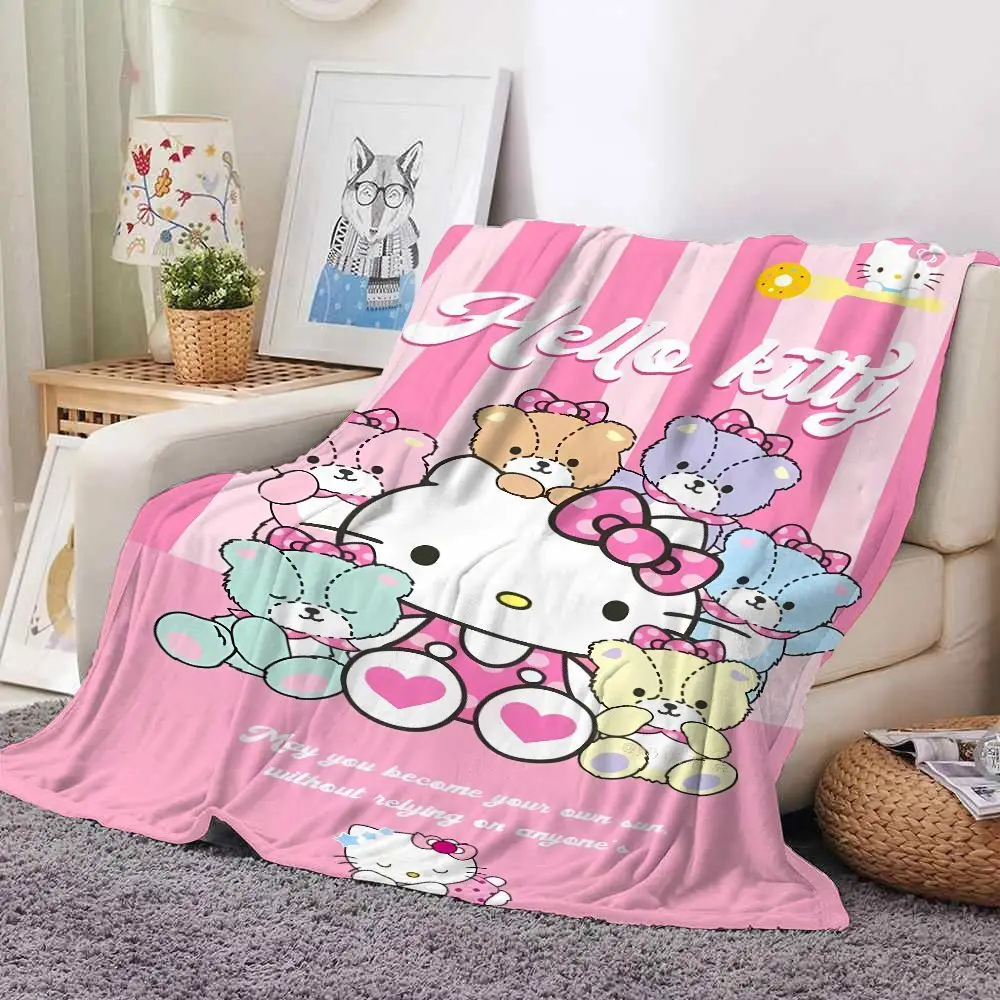 

Sanrio HelloKitty, милое фланелевое тонкое одеяло с принтом HD. Четырехсезонное одеяло. Для диванов, кроватей, гостиных, путешествий, одеяло для пикника, подарок
