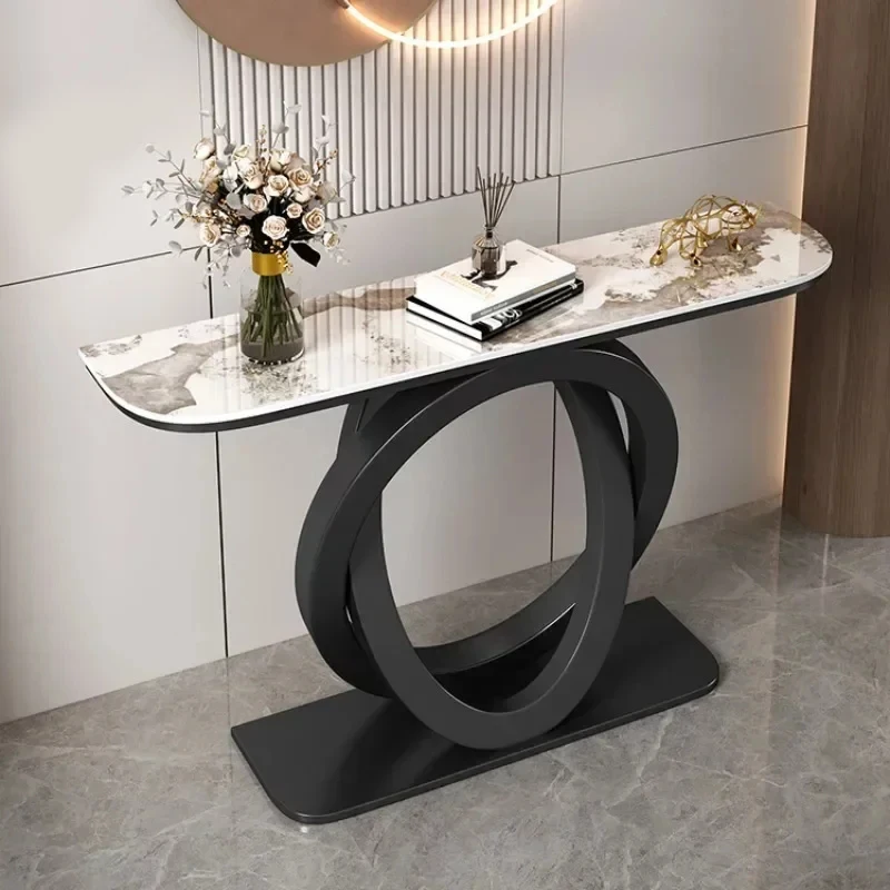 Luxury tablet computer console table, Italian semi-circular iron entrance cabinet table, home furniture creative corridor end