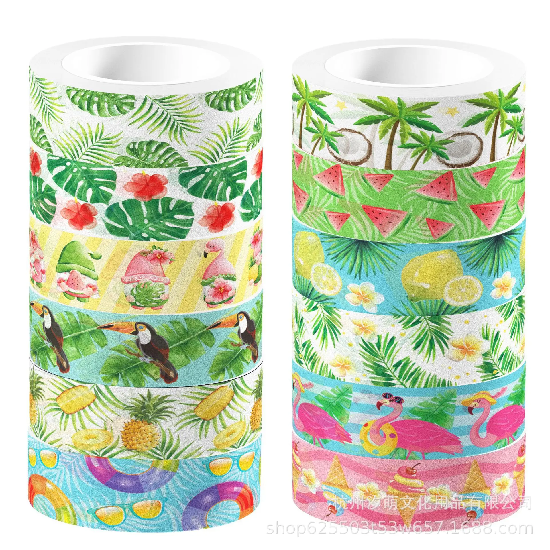 Flamingo Transparent Roll Sticker and Paper Tape DIY Handbook Material Decoration Washi Tape Colourful Tape