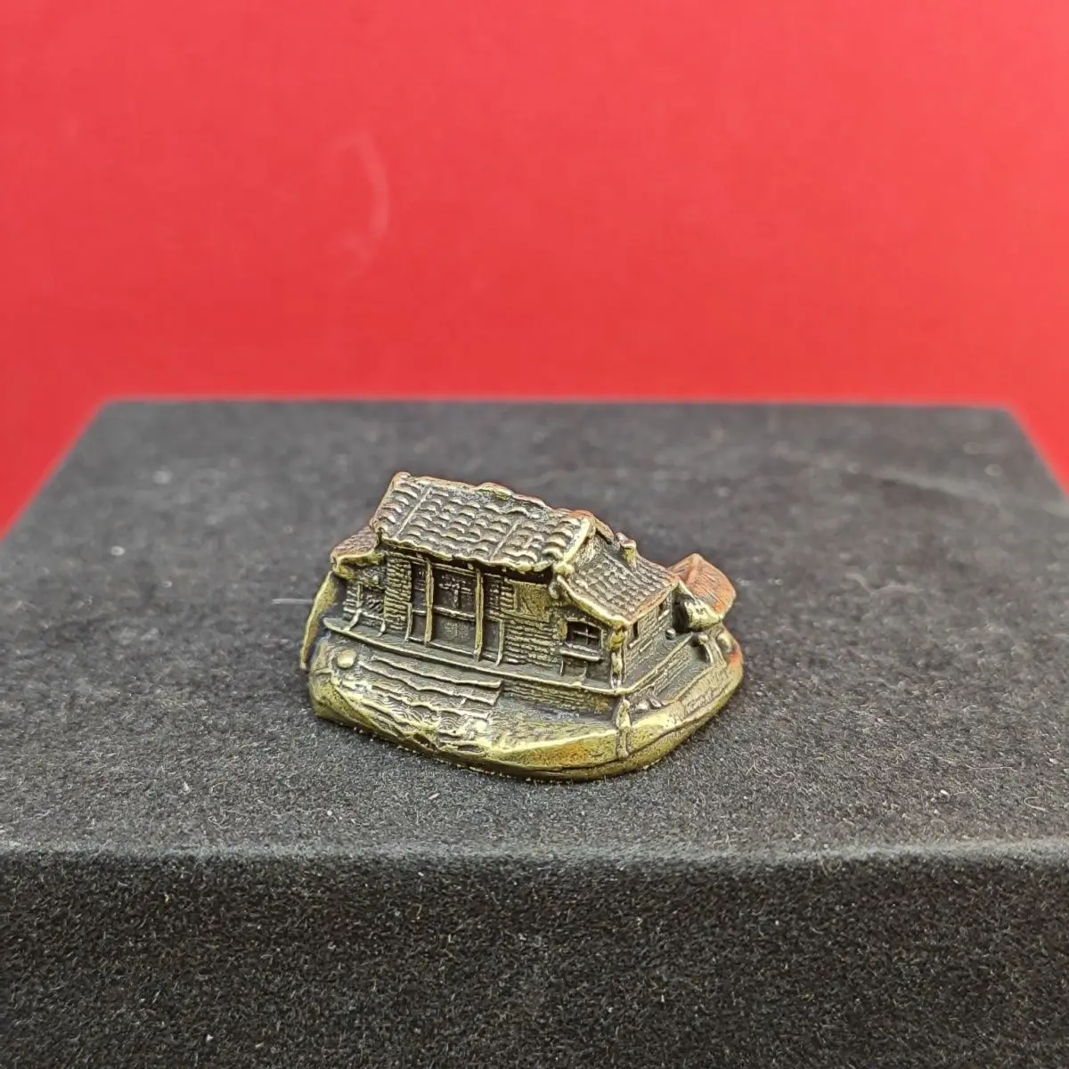 Brass Miniature Dollhouse Rural Village Old House Courtyard Decorative Model Desktop Creative Micro Landscape Creation