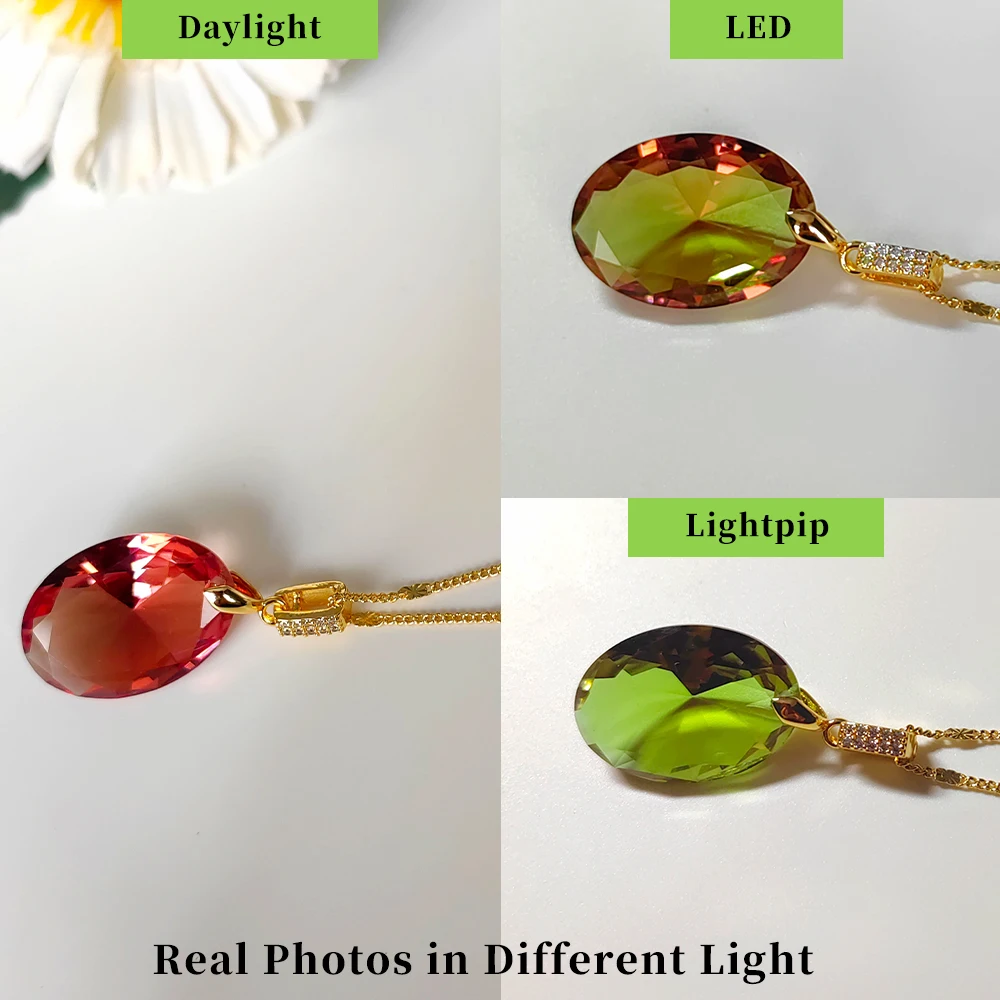 Zultanite Color Changing Pendant Necklace for Women Oval & Rectangular Cut Gemstone Light Sensitive Statement Jewelry Gift