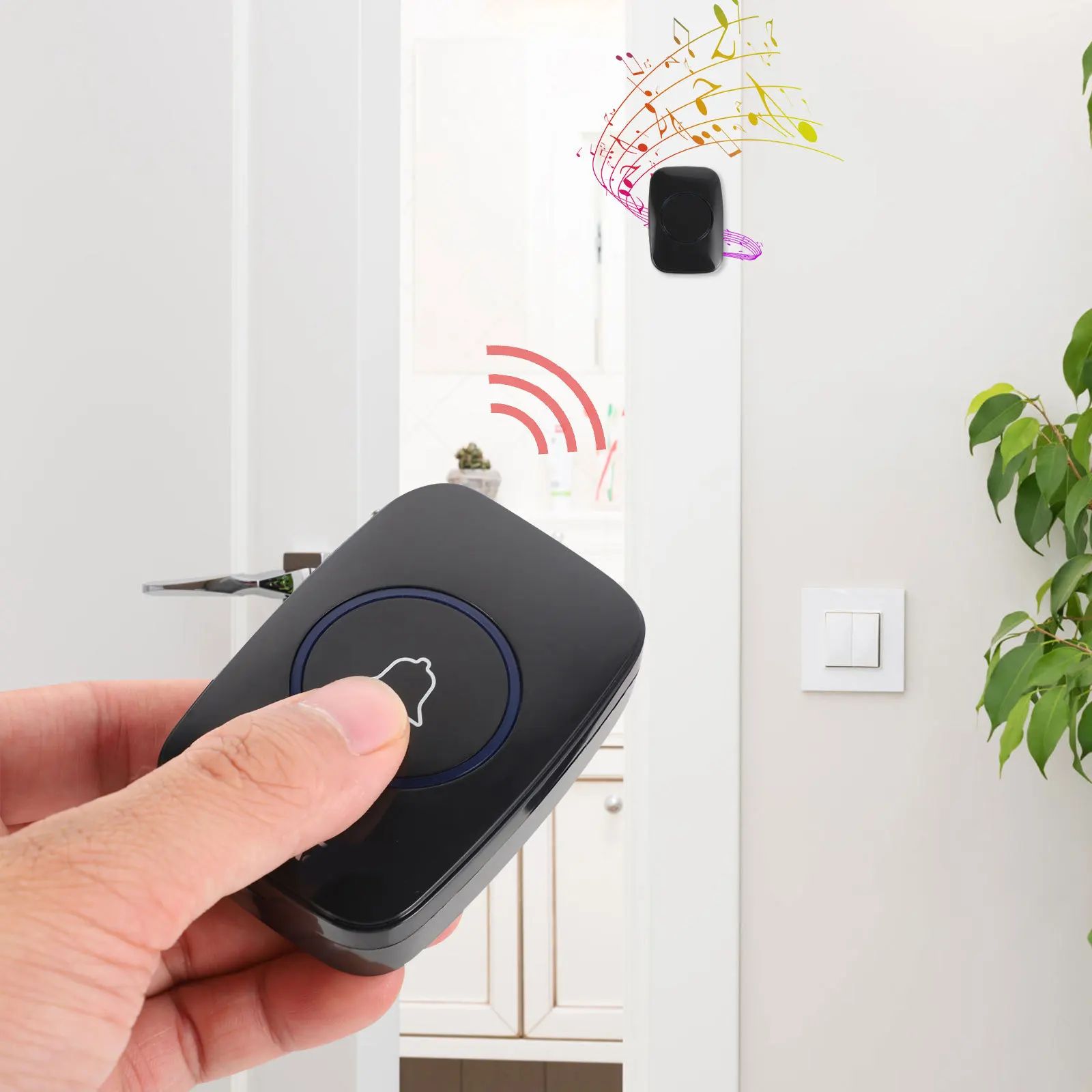 

1Set Elderly Aid Wireless Call System Panic Button High Quality ABS 300m Long Distance Wireless Doorbell for Home Office