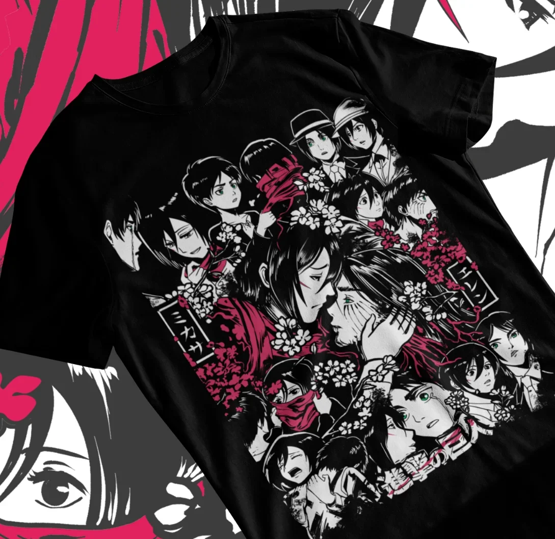 Attack On Titan Eren and  T-Shirt Girl Anime AOT Shirt Soft Tee