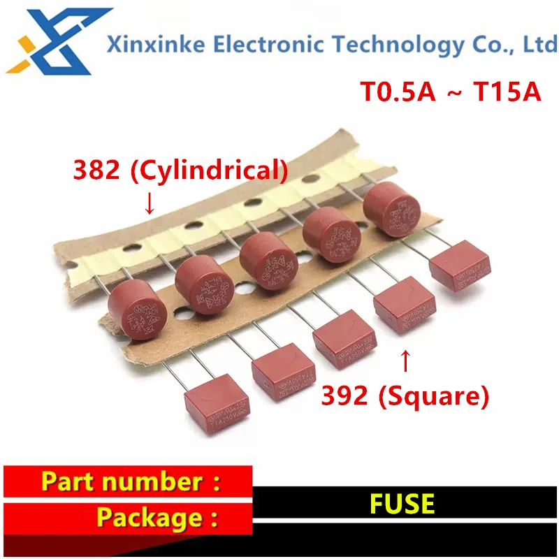 20PCS Square Fuse 0.5 1 1.25 1.6 2 2.5 3.15 4 5 6.3 8 10 A 250V Slow Blow Cylindrical Fuse LCD TV Power Board Commonly Used Fuse