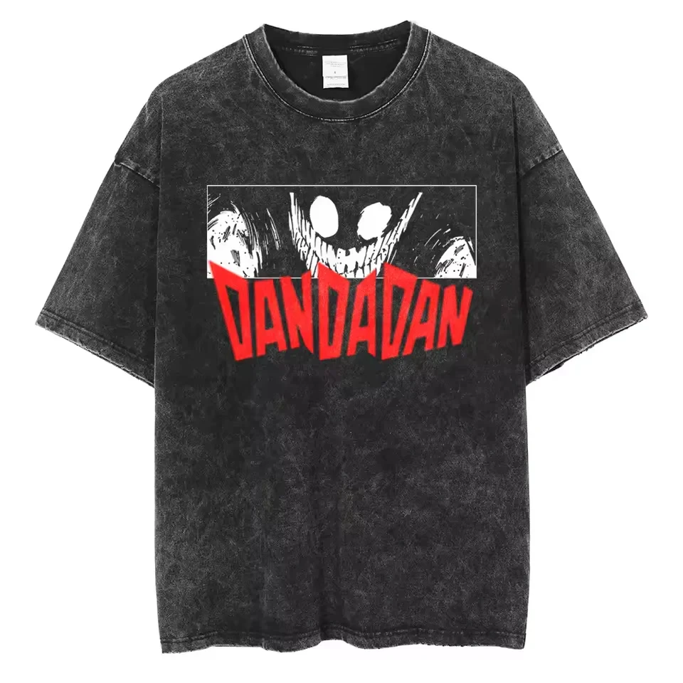 Chainsaw Man Aki Hayakawa Metal Font & Fox Devil Vintage Wash Print T Shirt Men 2026 Summer Black Oversized Tee Anime Streetwear - view 3