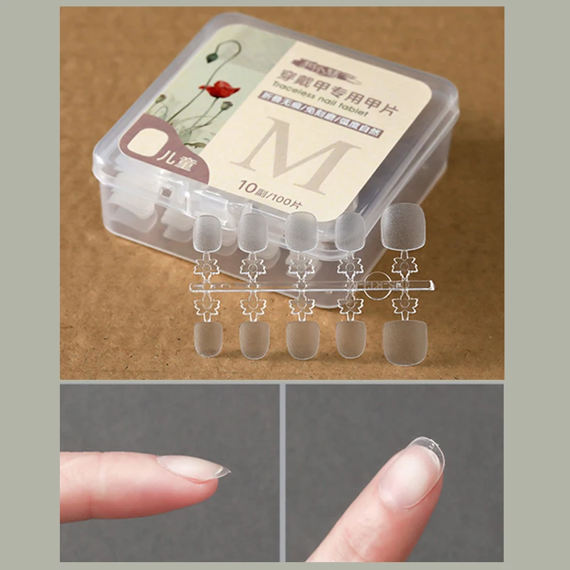 100 stuks nep-nageltips voor kinderen kunstnagels druk op nagels doodskist kunstnagels duidelijke nep-nageltips voor verlenging manicure gereedschap