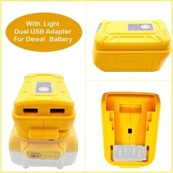 With Dual USB Fast Charging Battery Adapter for Makita for Dewlt 14.4-18V Li-ion Battery Portable LED Light Power Bank Charger